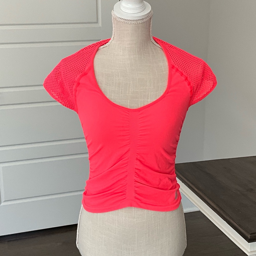 FP Movement by Free People Neon Pink Ruched Crop Top